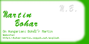 martin bohar business card